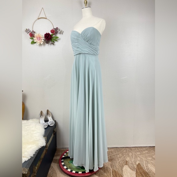 JENNY YOO Women Bridesmaid Wedding Long Gown Adeline Morning Mist size 12 - Picture 3 of 12